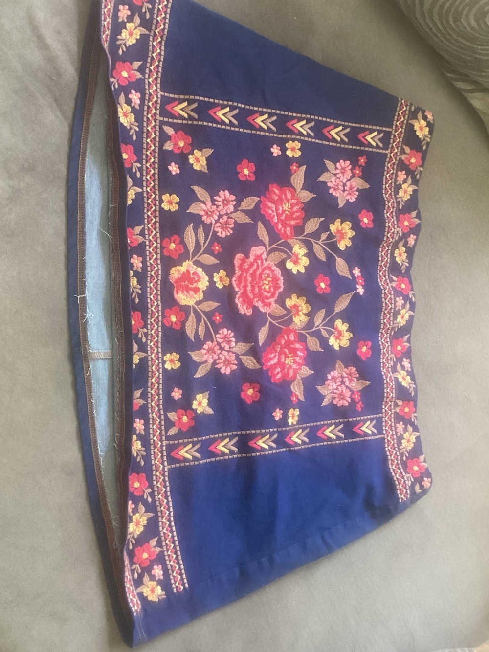 Savanna Jane Navy Mini Skirt with Pink & Yellow Floral Embroidery
